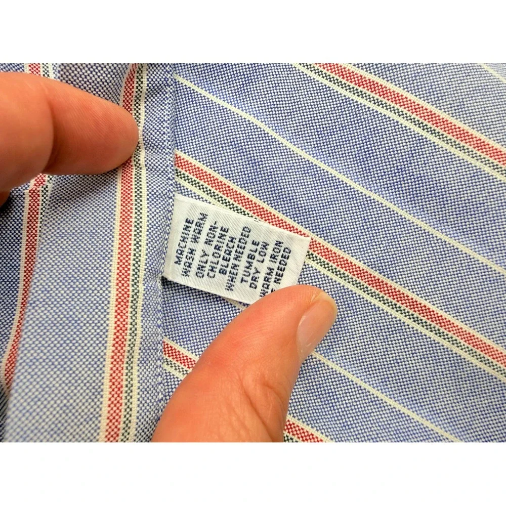 Ralph Lauren Mens XXL Classic Fit Striped Oxford Button Down Shirt Blue Red